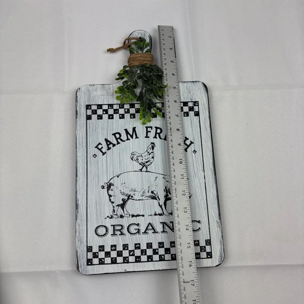 Farm‎ Fresh Organic Pig Chicken Cutting Board Wall Decor Rustic Kitchen